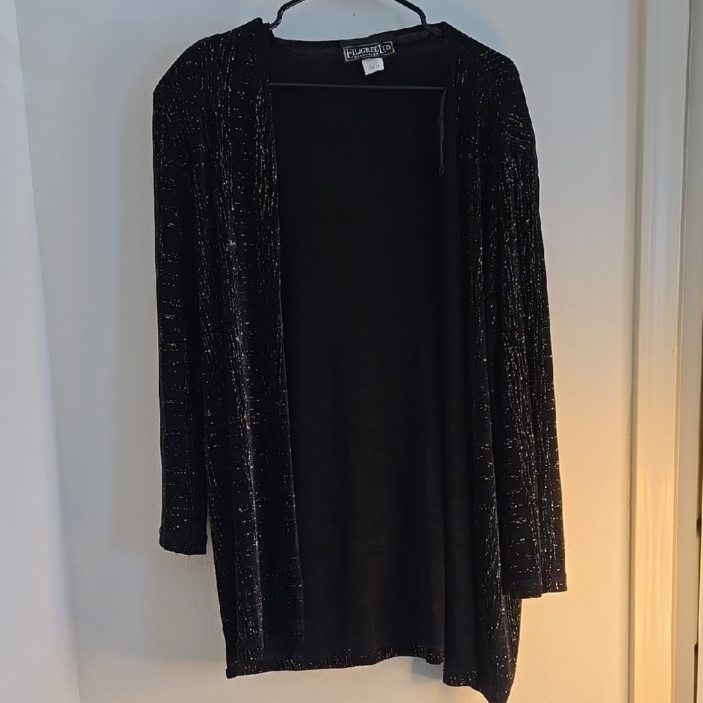 Elegant Black Shimmer Cardigan Sweater